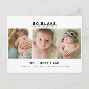 Moderne Collage Foto Neutral Baby Birth Postkarte