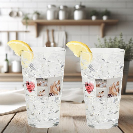Moderne Collage Foto & Rotes Herz Mutter Geschenk Glas