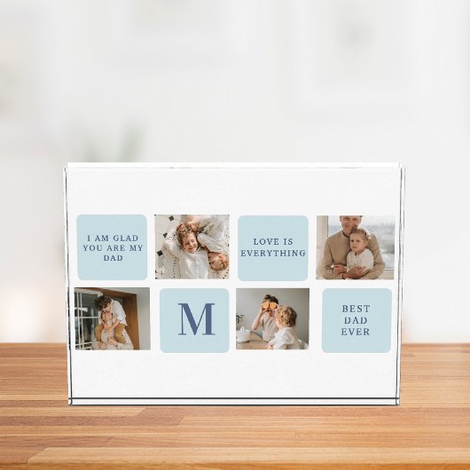 Moderne Collage Fotos Blue Best Fathers Geschenk
