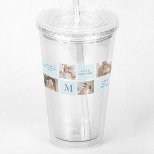 Moderne Collage Fotos Blue Best Fathers Geschenk Acryltrinkbecher