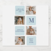 Moderne Collage Fotos Blue Best Fathers Geschenk Bierflaschenetikett (Einzelnes Label)