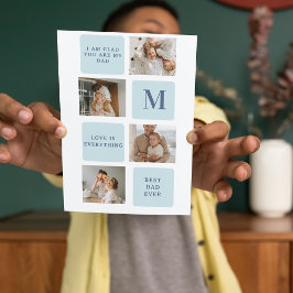Moderne Collage Fotos Blue Best Fathers Geschenk Dankeskarte