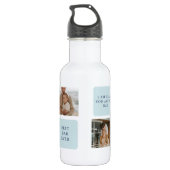 Moderne Collage Fotos Blue Best Fathers Geschenk Edelstahlflasche (Rückseite)