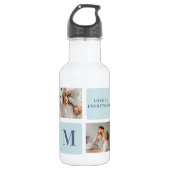 Moderne Collage Fotos Blue Best Fathers Geschenk Edelstahlflasche (Vorderseite)