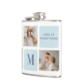 Moderne Collage Fotos Blue Best Fathers Geschenk Flachmann (Links)