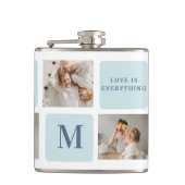 Moderne Collage Fotos Blue Best Fathers Geschenk Flachmann (Vorderseite)