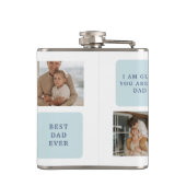 Moderne Collage Fotos Blue Best Fathers Geschenk Flachmann (Rückseite)