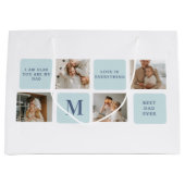 Moderne Collage Fotos Blue Best Fathers Geschenk Große Geschenktüte (Vorderseite)