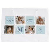Moderne Collage Fotos Blue Best Fathers Geschenk Große Geschenktüte (Rückseite)
