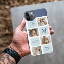 Moderne Collage Fotos Blue Best Fathers Geschenk