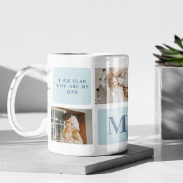 Moderne Collage Fotos Blue Best Fathers Geschenk Kaffeetasse