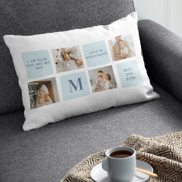 Moderne Collage Fotos Blue Best Fathers Geschenk Lendenkissen