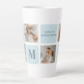 Moderne Collage Fotos Blue Best Fathers Geschenk Milchtasse (Vorderseite)