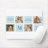 Moderne Collage Fotos Blue Best Fathers Geschenk Mousepad (Mit Mouse)