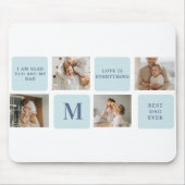 Moderne Collage Fotos Blue Best Fathers Geschenk Mousepad (Vorne)
