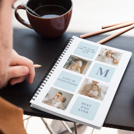 Moderne Collage Fotos Blue Best Fathers Geschenk Notizblock