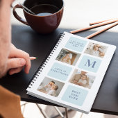 Moderne Collage Fotos Blue Best Fathers Geschenk Notizblock