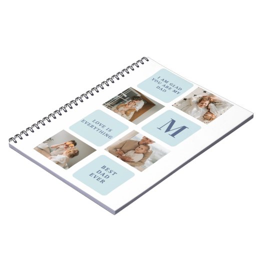 Moderne Collage Fotos Blue Best Fathers Geschenk Notizblock (Linke Seite)