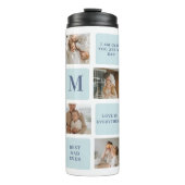 Moderne Collage Fotos Blue Best Fathers Geschenk Thermosbecher (Vorderseite)
