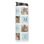 Moderne Collage Fotos Blue Best Fathers Geschenk Thermosbecher (Nach rechts gedreht)