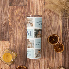 Moderne Collage Fotos Blue Best Fathers Geschenk Thermosbecher