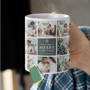 Moderne Collage „Frohe Weihnachten“ Mehrfach-Foto  Kaffeetasse