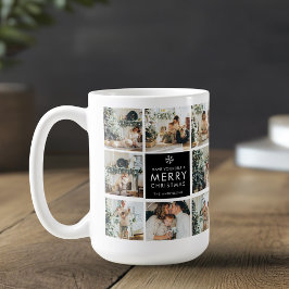 Moderne Collage „Frohe Weihnachten“ Multi-Foto | Kaffeetasse