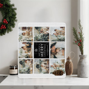 Moderne Collage „Frohe Weihnachten“ Multi-Foto Schneidebrett