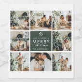 Moderne Collage „Frohe Weihnachten“ Multi-Foto Weinetikett (Einzelnes Label)