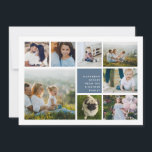 Moderne Collage | Hanukkah-Fotokarte Feiertagskarte<br><div class="desc">Die moderne Hanukkah Foto Collage Card verfügt über acht Fotos,  die in einem Rasterlayout angeordnet sind. Ihre persönliche Urlaubsbotschaft und Namen sind in Weiß auf Schieferblau gehalten. Ein einfaches und minimales Design,  das Ihre Lieblings-Fotos zeigt.</div>