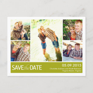 Moderne Collage Save-The-Date-Postkarte Ankündigungspostkarte