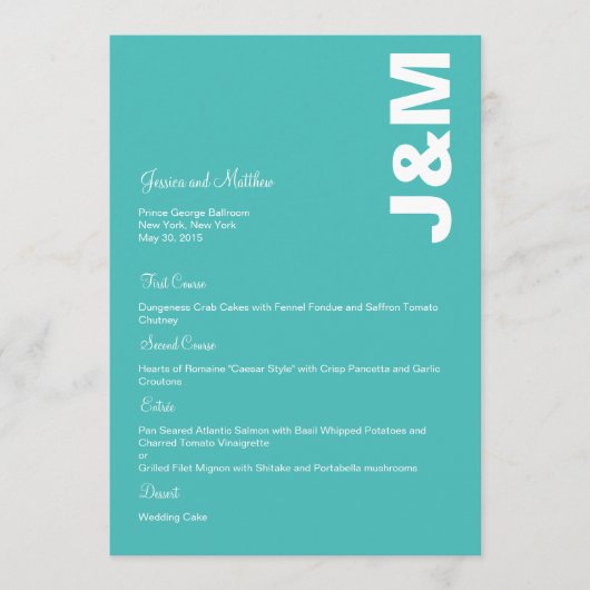 Moderne Colors Wedding Menu Card Menükarte (Vorderseite)