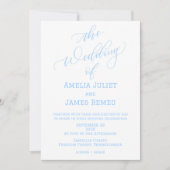 Moderne Columbia Blue and White Simple Wedding Einladung (Vorderseite)