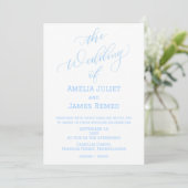 Moderne Columbia Blue and White Simple Wedding Einladung (Stehend Vorderseite)