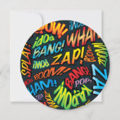 Moderne Comic-Hochzeit für Typografie Einladung (Rückseite)