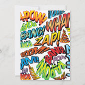 Moderne Comic-Hochzeit für Typografie Einladung (Rückseite)