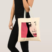 Moderne Comic- Pop-Art des Gesichts einer Frau Tragetasche (Vorderseite (Produkt))