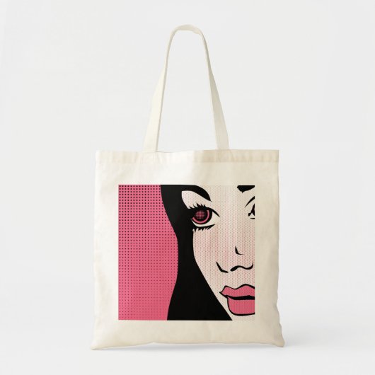 Moderne Comic- Pop-Art des Gesichts einer Frau Tragetasche (Vorne)