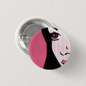 Moderne Comic- Pop-Art eines Frauengesichts Button (Vorne & Hinten)