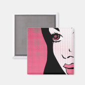 Moderne Comic- Pop-Art eines Frauengesichts Magnet (Vorderseite/Rückseite)