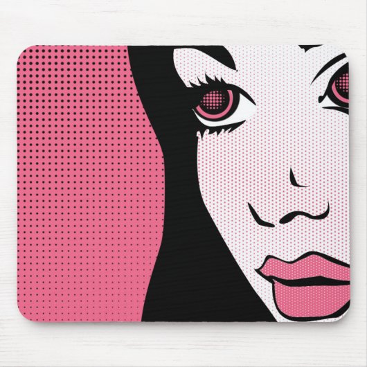 Moderne Comic- Pop-Art eines Frauengesichts Mousepad (Vorne)