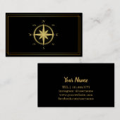 Moderne Compass Gold Nautic Business Card Visitenkarte (Vorne/Hinten)