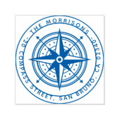 Moderne Compass-Runde Familienname und Rücksendead Permastempel (Design)