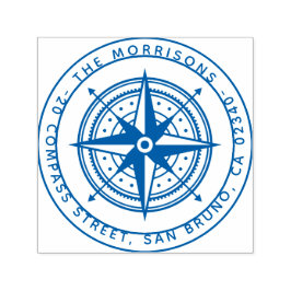 Moderne Compass-Runde Familienname und Rücksendead Permastempel