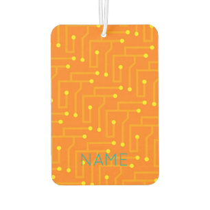 Moderne Computerplatine orangefarbener NAME Autolufterfrischer