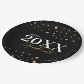 Moderne Confetti Black Gold Class 2024 Graduate Pappteller (Schrägansicht)