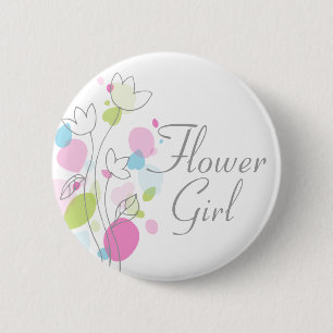 Moderne Confetti Blume Mädchen Hochzeit Button / T