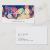 Moderne Confetti Dots Script Fotografie Visitenkarte (Vorne/Hinten)