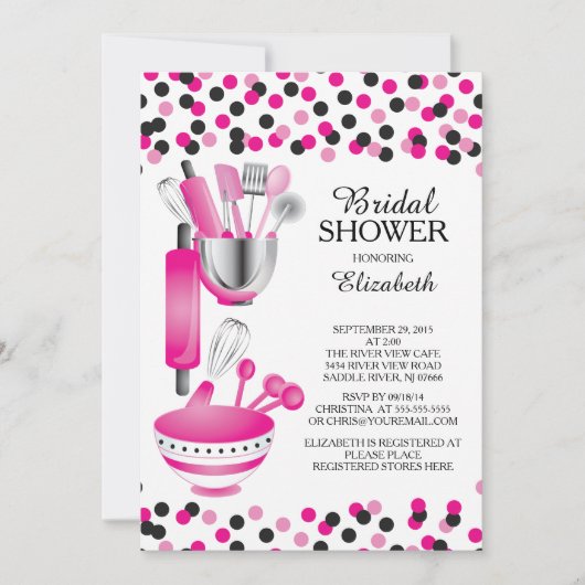 Moderne Confetti Küche Bridal Dusche Einladungen (Vorderseite)