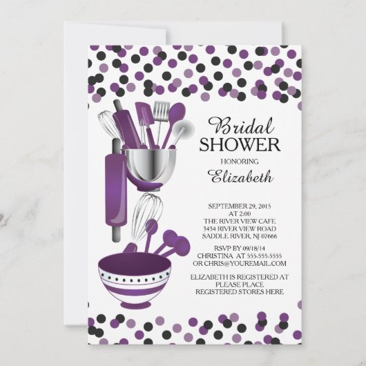 Moderne Confetti Küche Bridal Dusche Einladungen (Vorderseite)